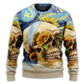 Skull And Sunflower Vintage Starry Night Art – Sweater - Ugly Christmas Sweater