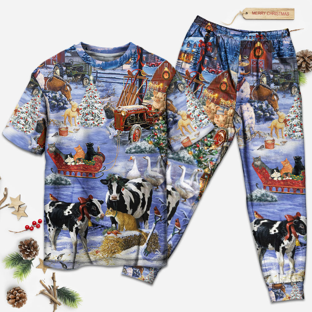Christmas Love Farm Xmas - Pajamas Short Sleeve - Owls Matrix LTD