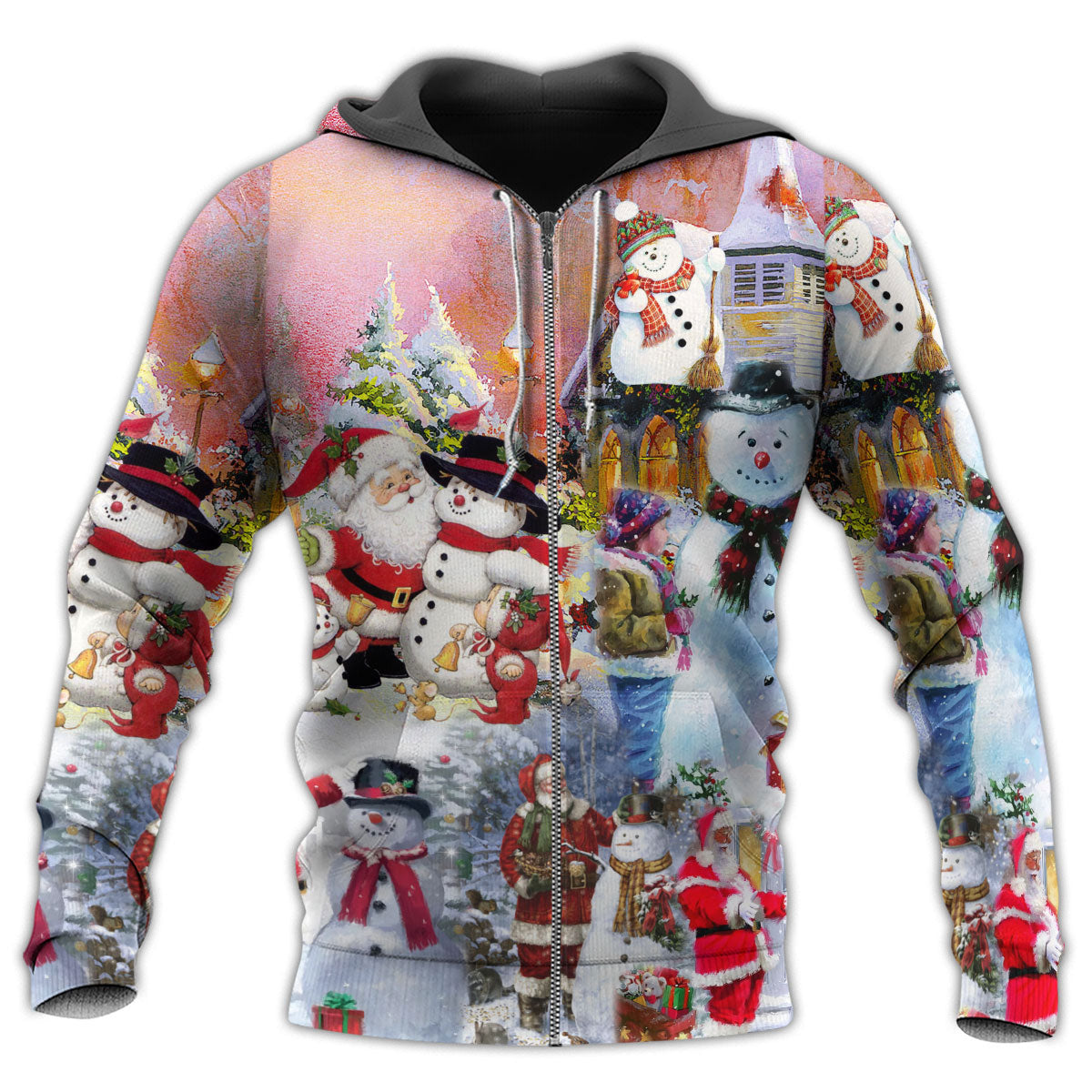 Santa Snowman Winter Village - 3D Hoodie