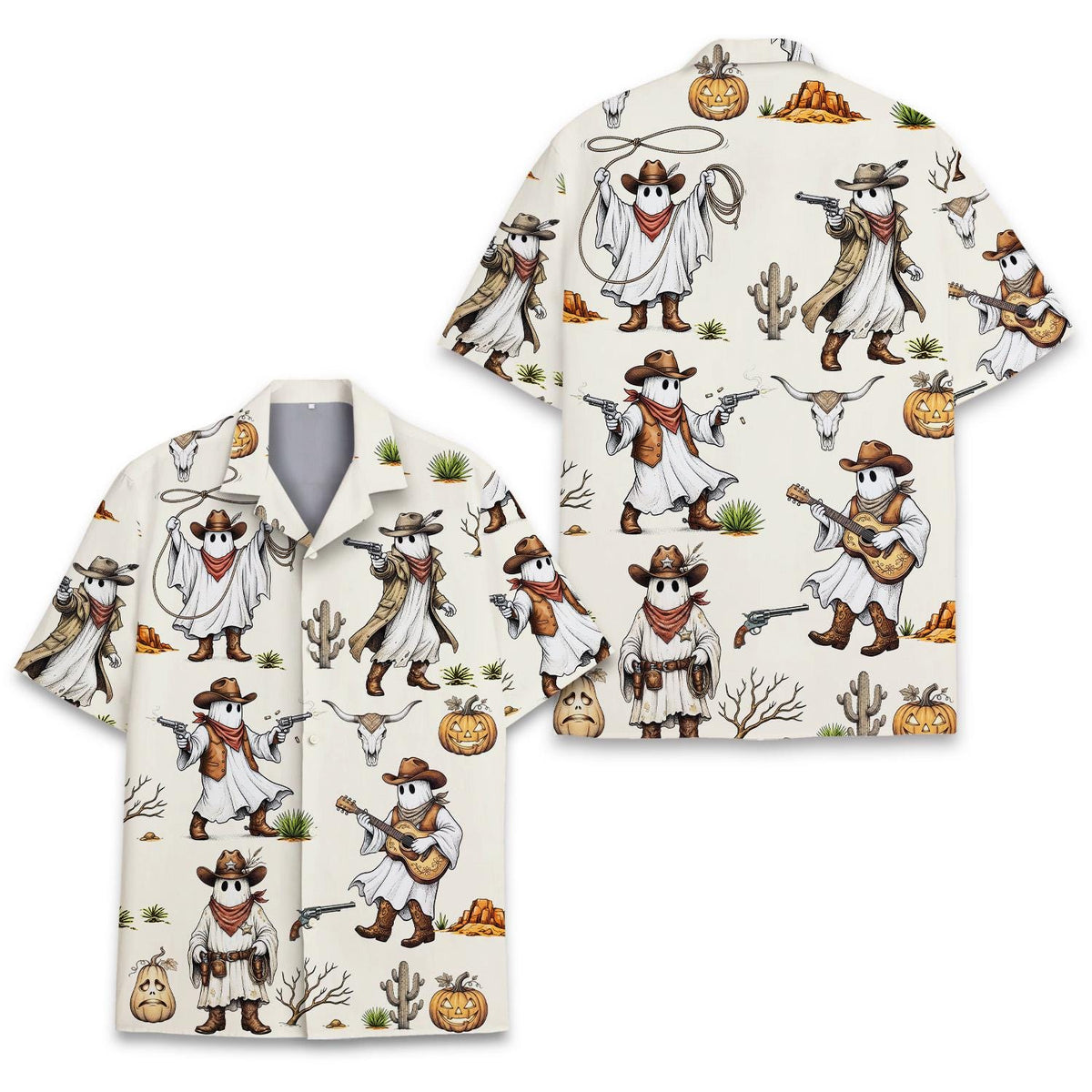 Funny Cowboy Ghost Spooky Western Halloween – Hawaiian Shirt