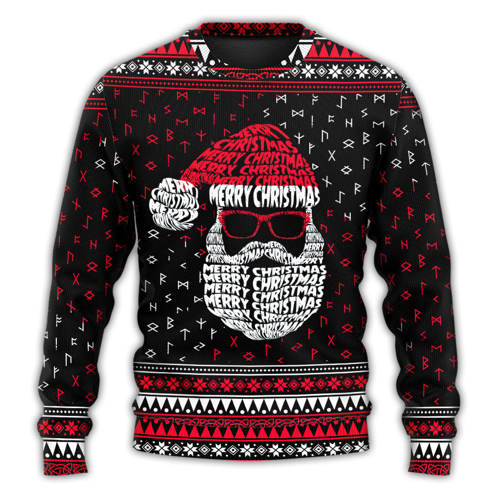 Christmas Santa Retro Viking Pattern – Sweater - Ugly Christmas Sweater