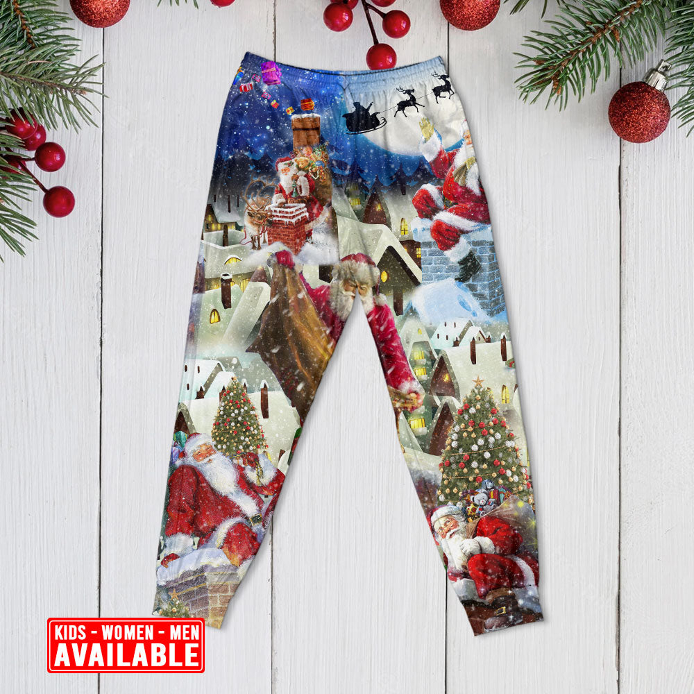 Christmas Up On Rooftop Santa's Busiest Night - Pajamas Long Sleeve - Owls Matrix LTD