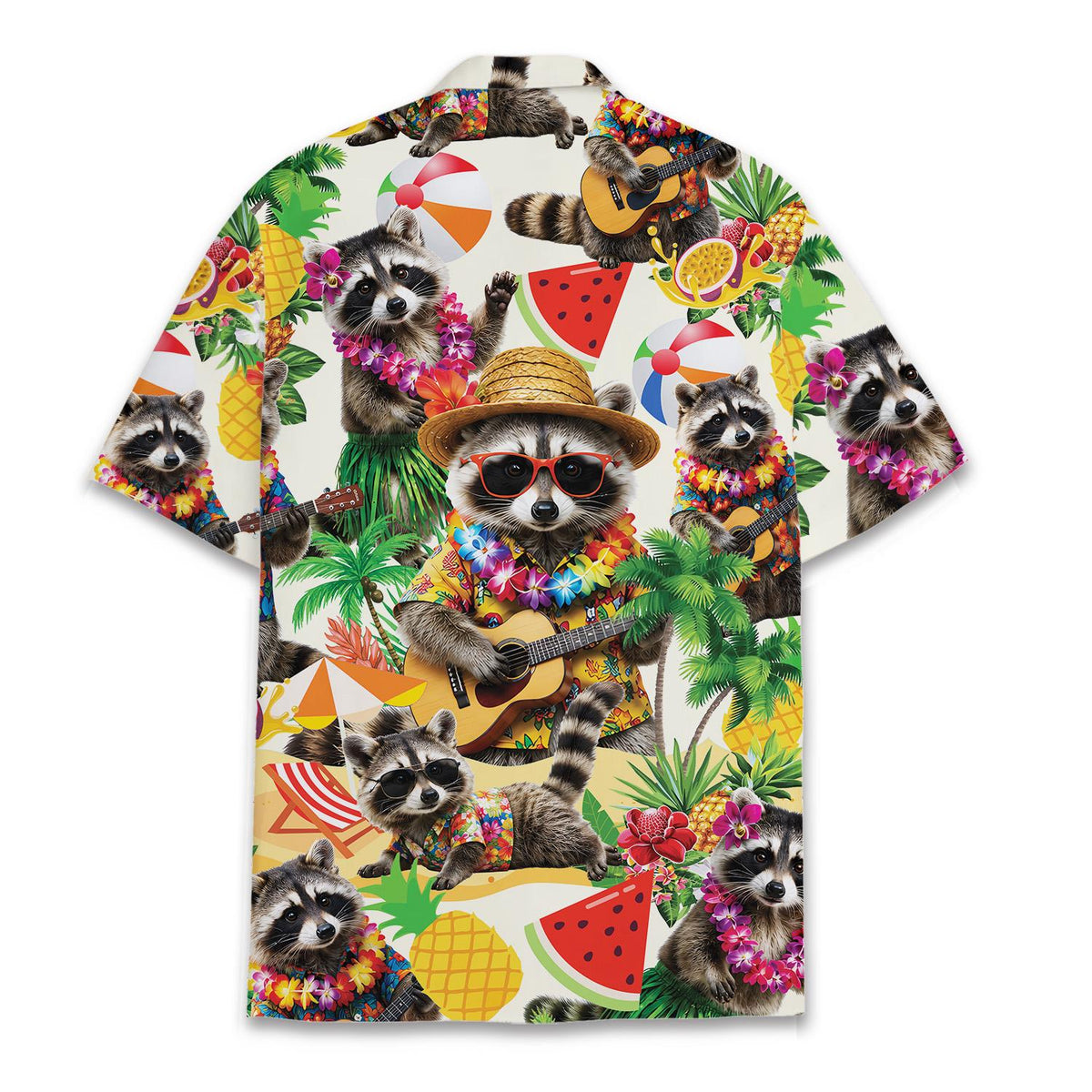 Cute Raccoon Tropical Ukulele Beach – Hawaiian Shirt