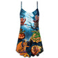 Halloween Pirate Skeleton Night – Women's Summer Sleeveless V-Neck Camisole Dress