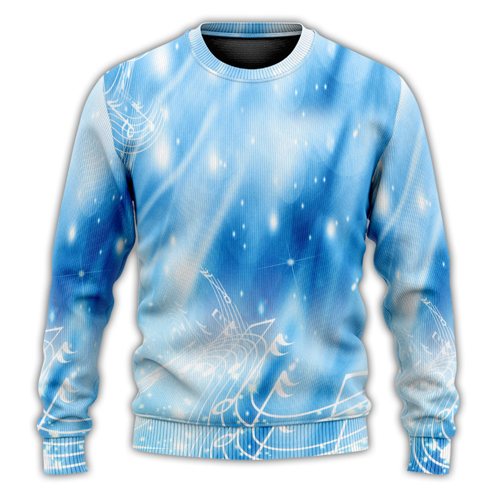 Musical Notes Dark Blue Art Style – Sweater - Ugly Christmas Sweater