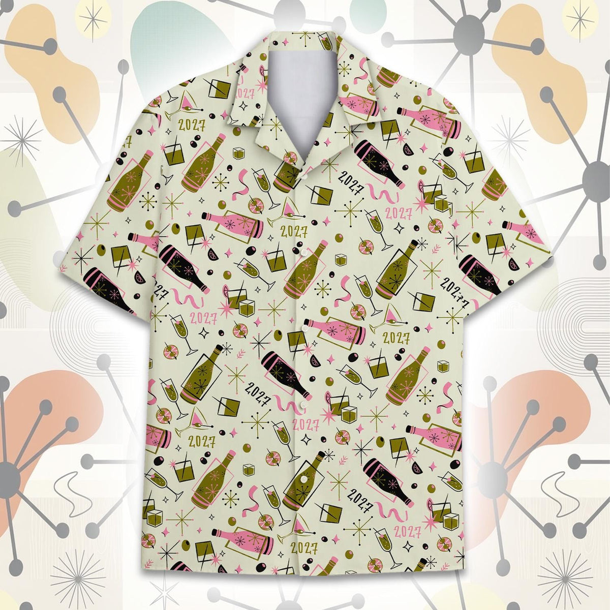 Happy New Year Champagne Bottle Countdown Celebration – Hawaiian Shirt