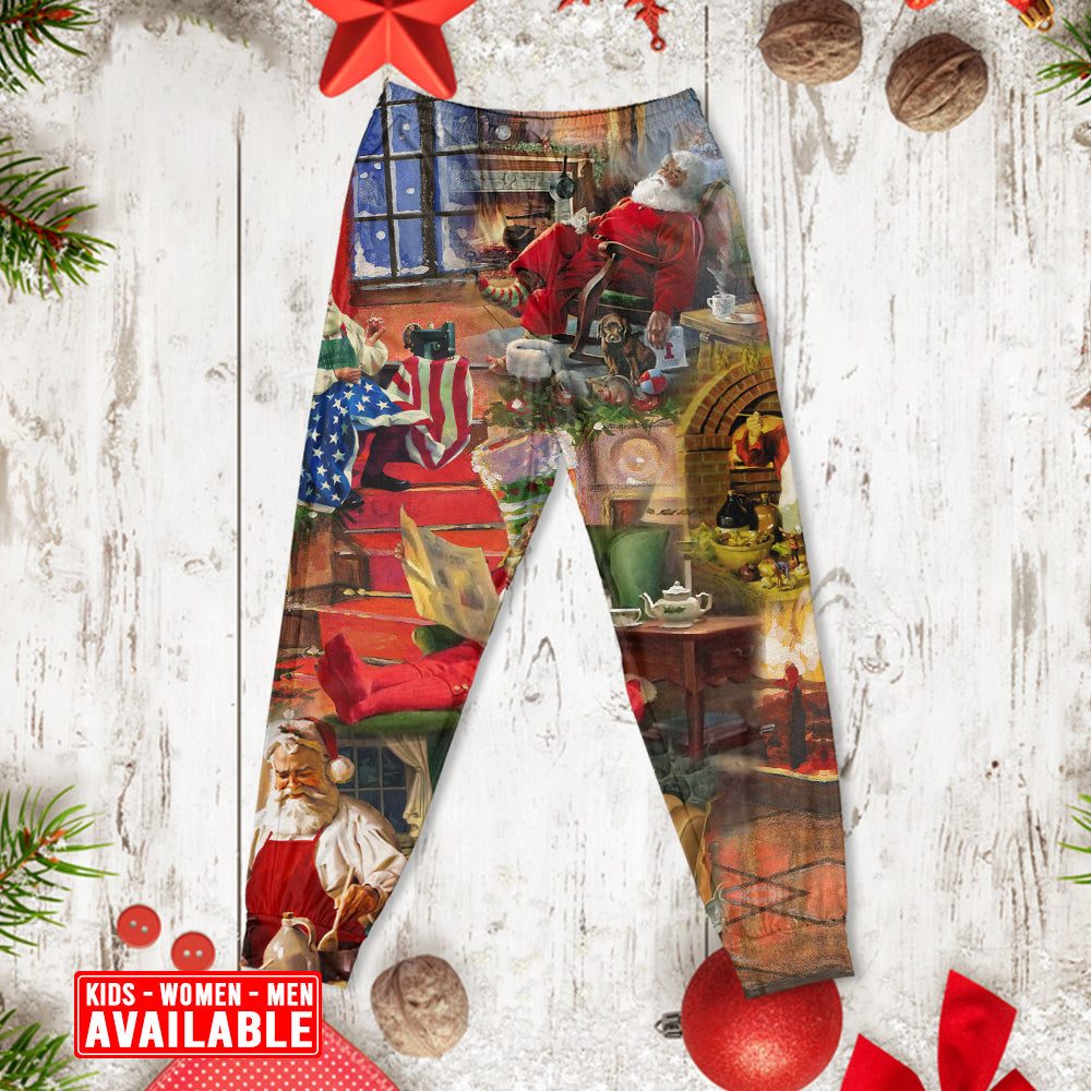 Christmas Santa Claus In Daily Life - Pajamas Long Sleeve - Owls Matrix LTD