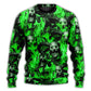 Green Flame Skull Burning Art – Sweater - Ugly Christmas Sweater