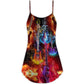 Acoustic Guitar Lover Colorful – Women's Summer Sleeveless V-Neck Camisole Dress
