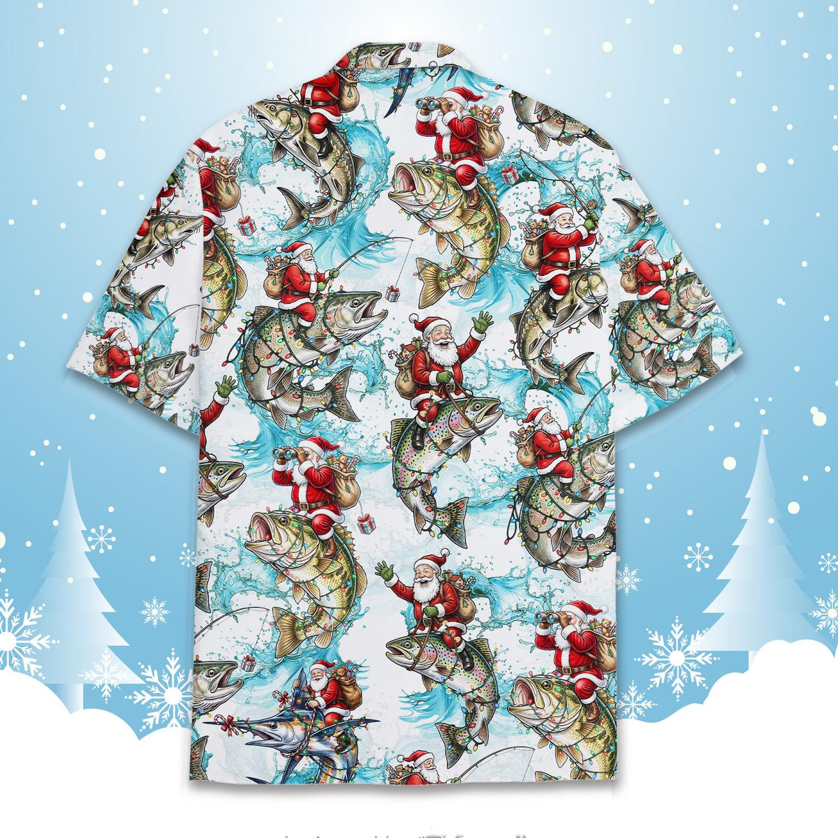 Santa Fishing Christmas Fish Holiday Angler – Hawaiian Shirt