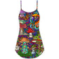 Hippie Mushroom Peace Lover – Women's Summer Sleeveless V-Neck Camisole Dress