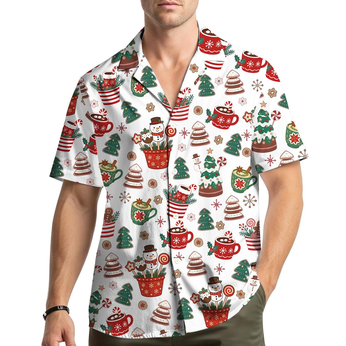 Gingerbread Hot Chocolate Snowman Christmas Tree – Hawaiian Shirt