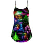 Christmas Neon Tree Snowman Style – Women's Summer Sleeveless V-Neck Camisole Dress