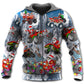 Santa Red Truck Snow Mountain - 3D Hoodie