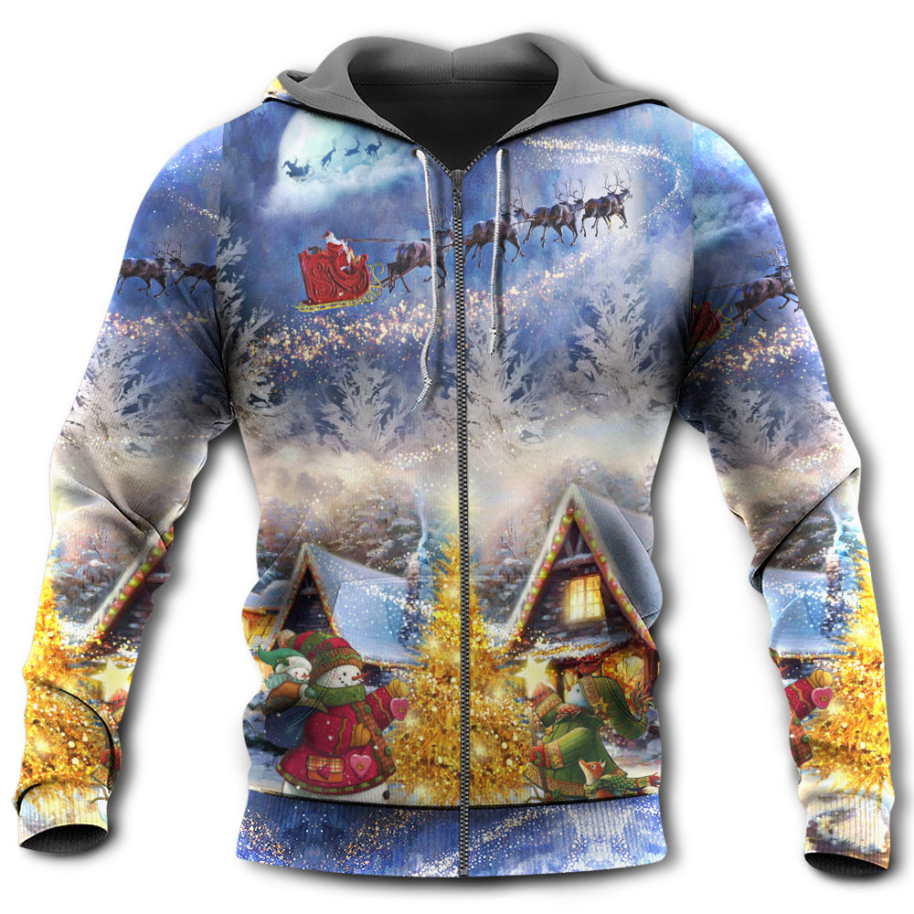 Santa Reindeer Snowman Family - 3D Hoodie