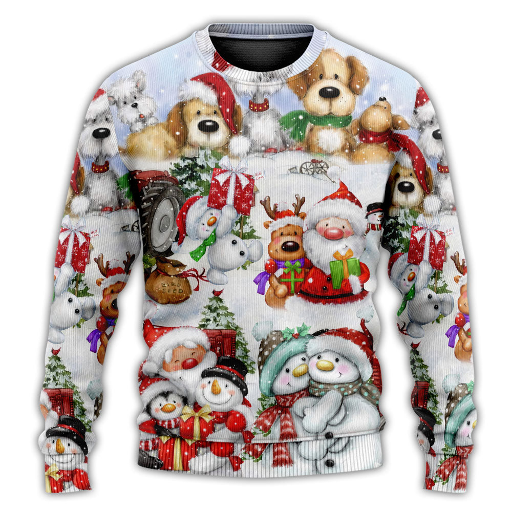 Santa And Snowman Happy Together – Sweater - Ugly Christmas Sweater