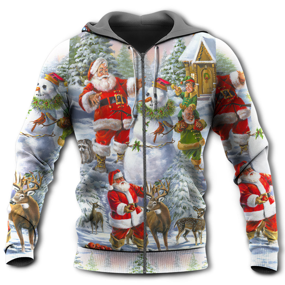 Santa Snowman Elf Happy Art - 3D Hoodie