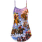 Santa And Horse Holiday – Women's Summer Sleeveless V-Neck Camisole Dress