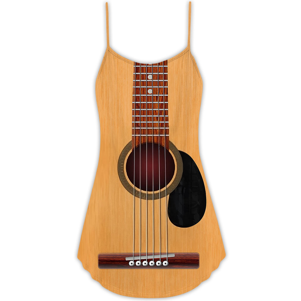 Yellow Guitar Music Art – Women's Summer Sleeveless V-Neck Camisole Dress