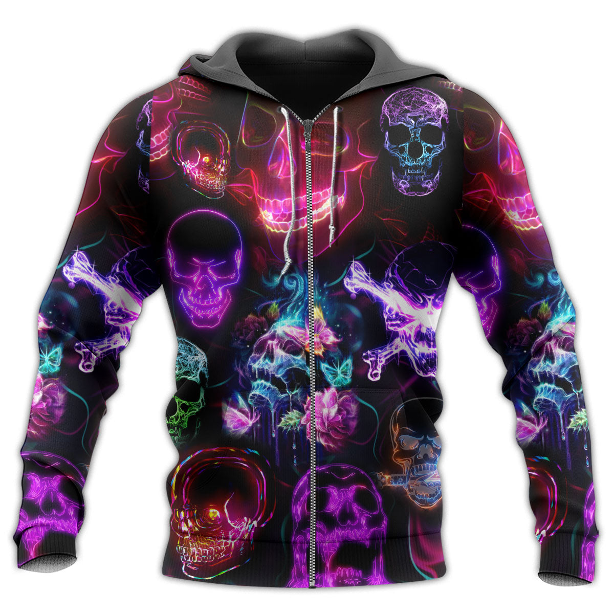 Skull Neon Holiday Art – 3D Hoodie