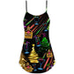 Christmas Wine Rum Neon Party – Women's Summer Sleeveless V-Neck Camisole Dress