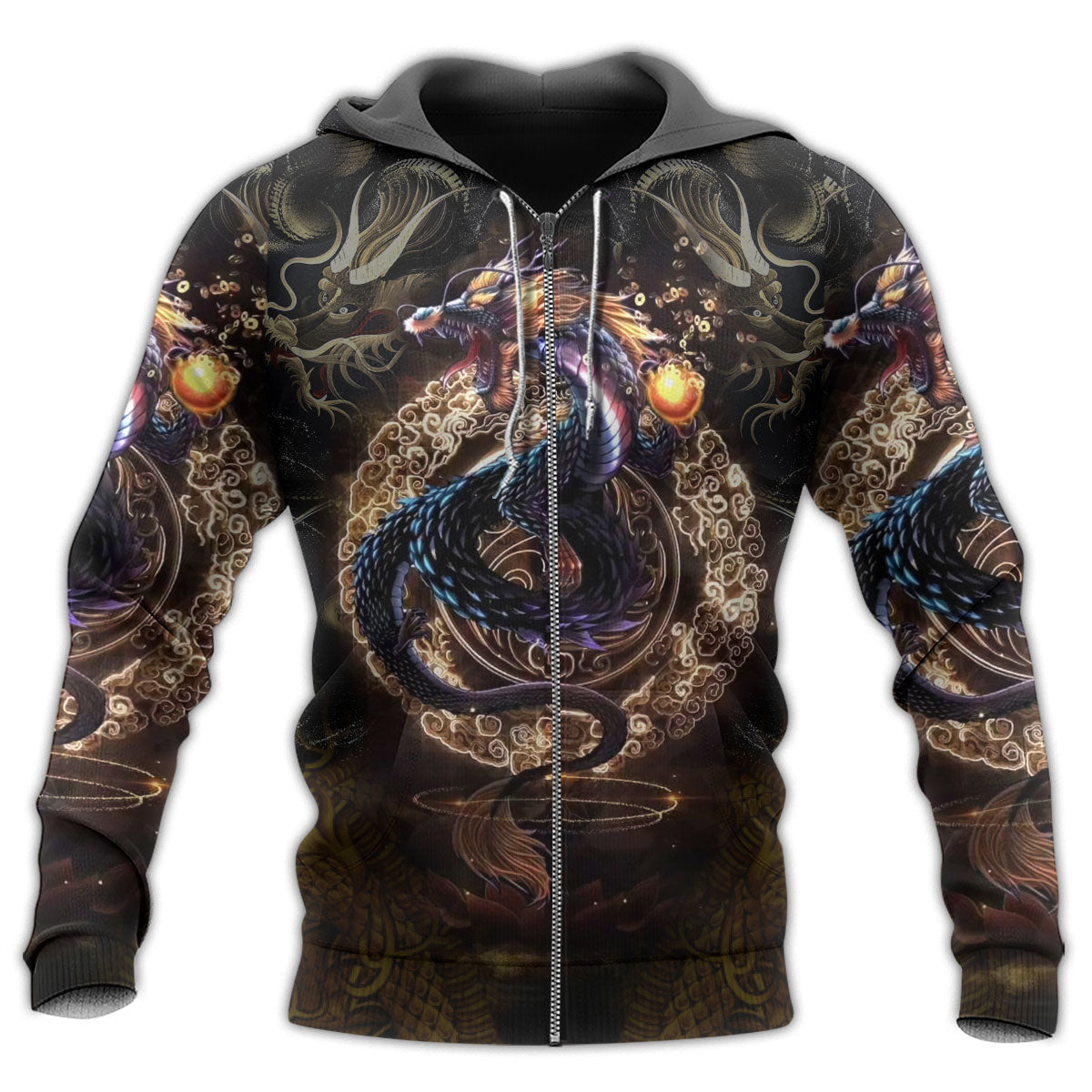 Golden Japanese Dragon - 3D Hoodie