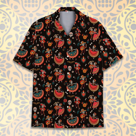 Day Of The Dead Skeleton Couple Folk Art Festival – Hawaiian Shirt