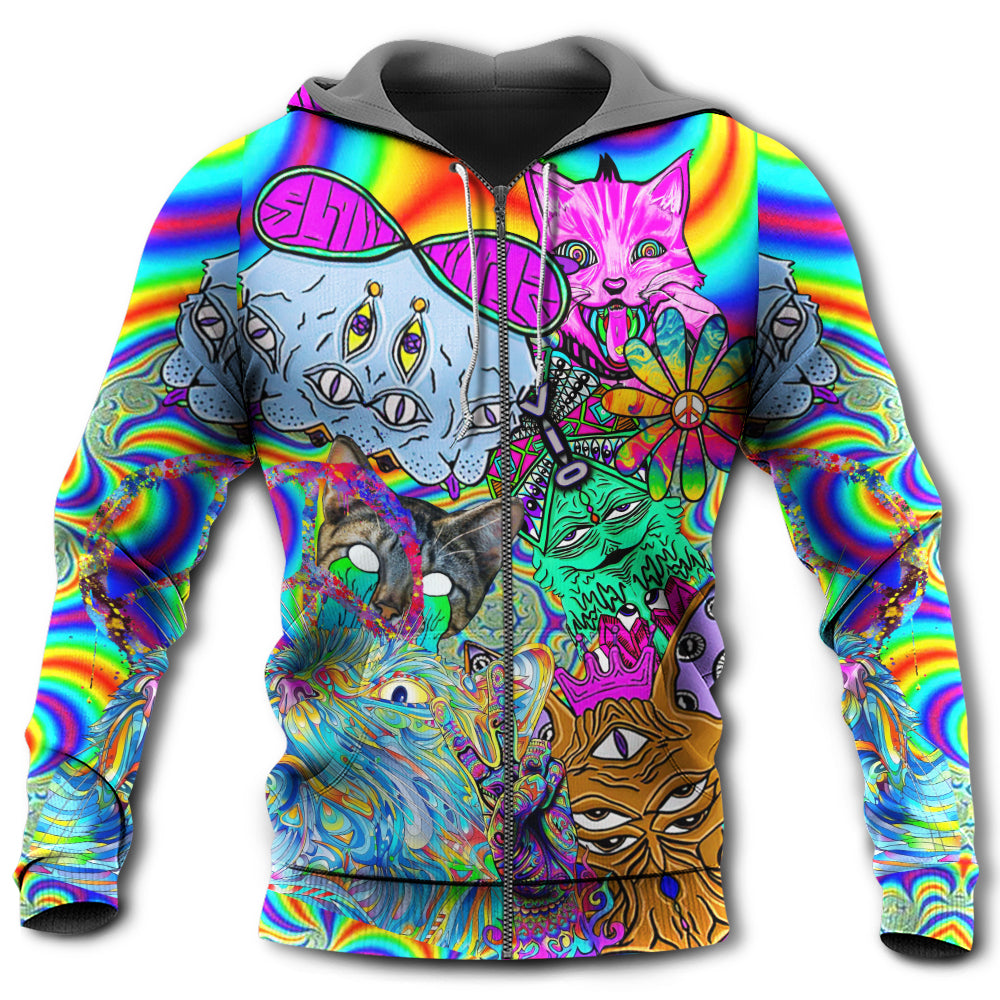 Hippie Cat Trippy Mind Art – 3D Hoodie