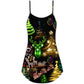 Christmas Neon Tree And Snowman Cool – Women's Summer Sleeveless V-Neck Camisole Dress