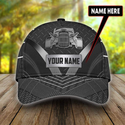 Custom Hot Rod Grey Personalized Name – Classic Cap