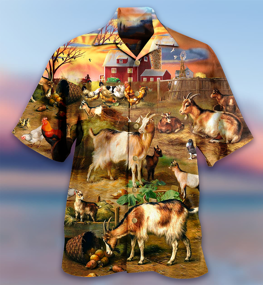 Funny Farm Goat Lover Vintage Style - Hawaiian Shirt
