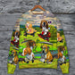 Golf Dog Driving Golf Cart Art – Sweater - Ugly Christmas Sweater