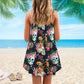 Tropical Skull Flowers – Women's Summer Sleeveless V-Neck Camisole Dress