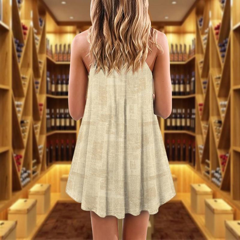 Wine And Summer Vibes Limited 5 – Women's Summer Sleeveless V-Neck Camisole Dress