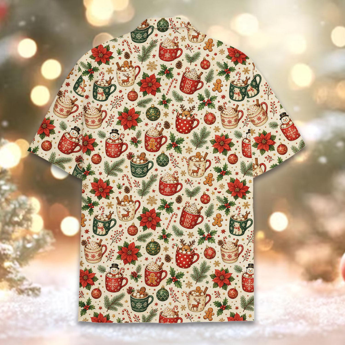 Christmas Hot Cocoa Gingerbread Snowman Poinsettia – Hawaiian Shirt