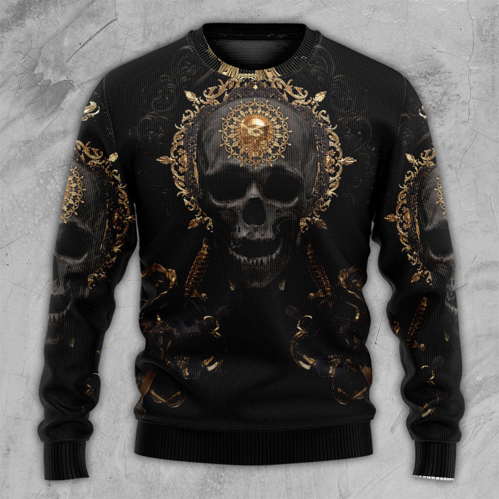 Golden Skull Royal Strength Art – Sweater - Ugly Christmas Sweater