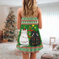 Christmas Meowy Cat Tree Fun – Women's Summer Sleeveless V-Neck Camisole Dress
