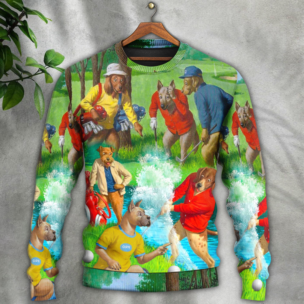 Golf Dog Lover Cool Art Style – Sweater - Ugly Christmas Sweater