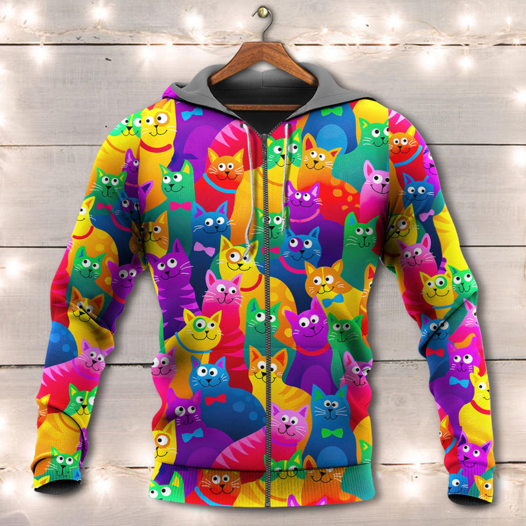 Funny Cats Colorful Art Style - 3D Hoodie