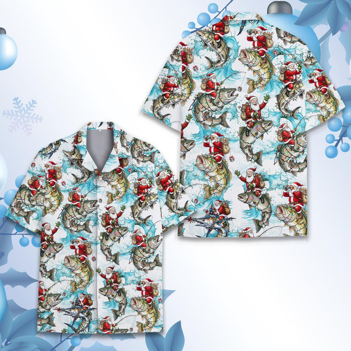 Santa Fishing Christmas Fish Holiday Angler – Hawaiian Shirt