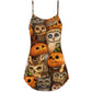 Halloween Owl Pumpkin Pattern – Women's Summer Sleeveless V-Neck Camisole Dress