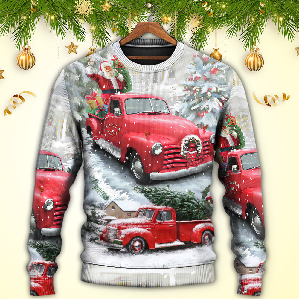 Christmas Santa Red Truck Xmas Is Coming – Sweater - Ugly Christmas Sweater