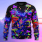 Hippie Mushroom Galaxy Neon Art – Sweater - Ugly Christmas Sweater