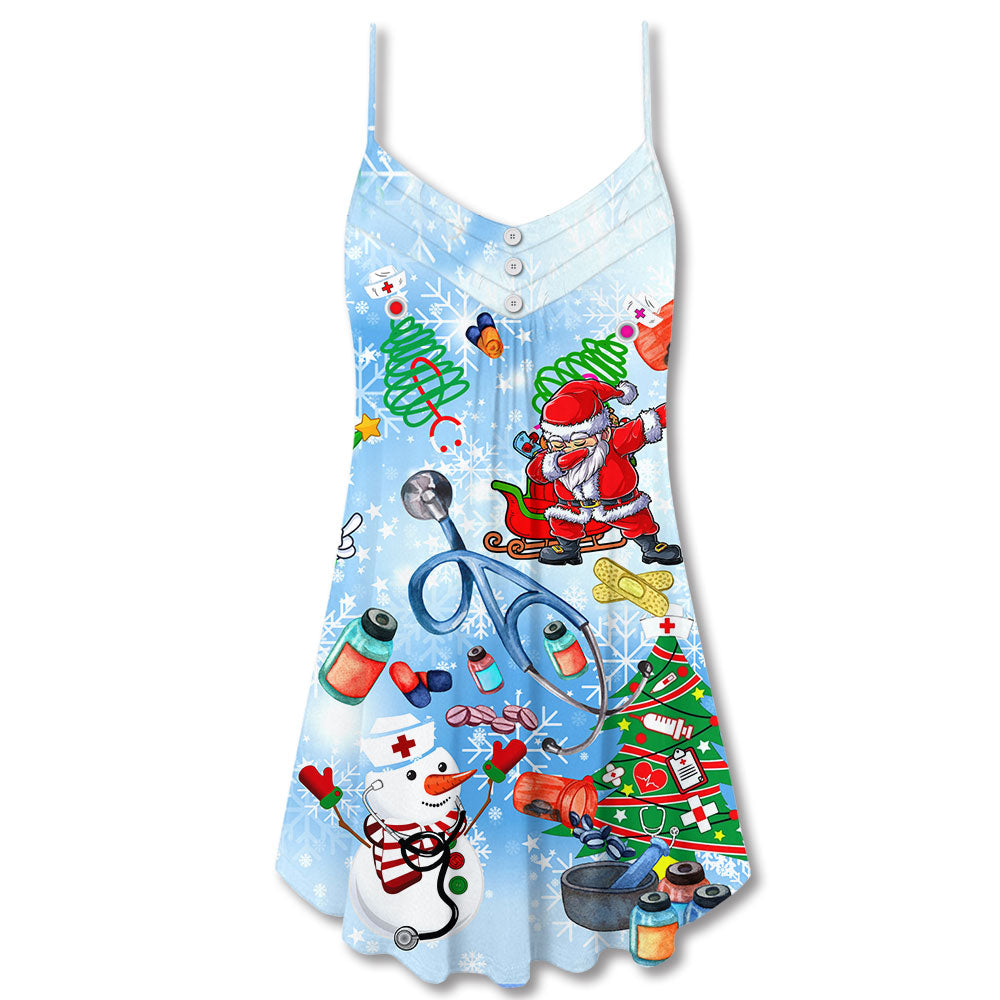 Nurse Love Santa Merry Christmas Snow – Women's Summer Sleeveless V-Neck Camisole Dress
