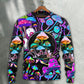 Hippie Mushroom Neon Light Colorful Art – Sweater - Ugly Christmas Sweater