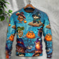 Halloween Owl Witch Night Sky Art – Sweater - Ugly Christmas Sweater