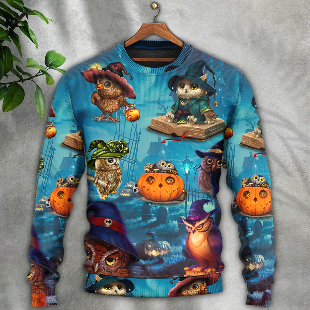 Halloween Owl Witch Night Sky Art – Sweater - Ugly Christmas Sweater