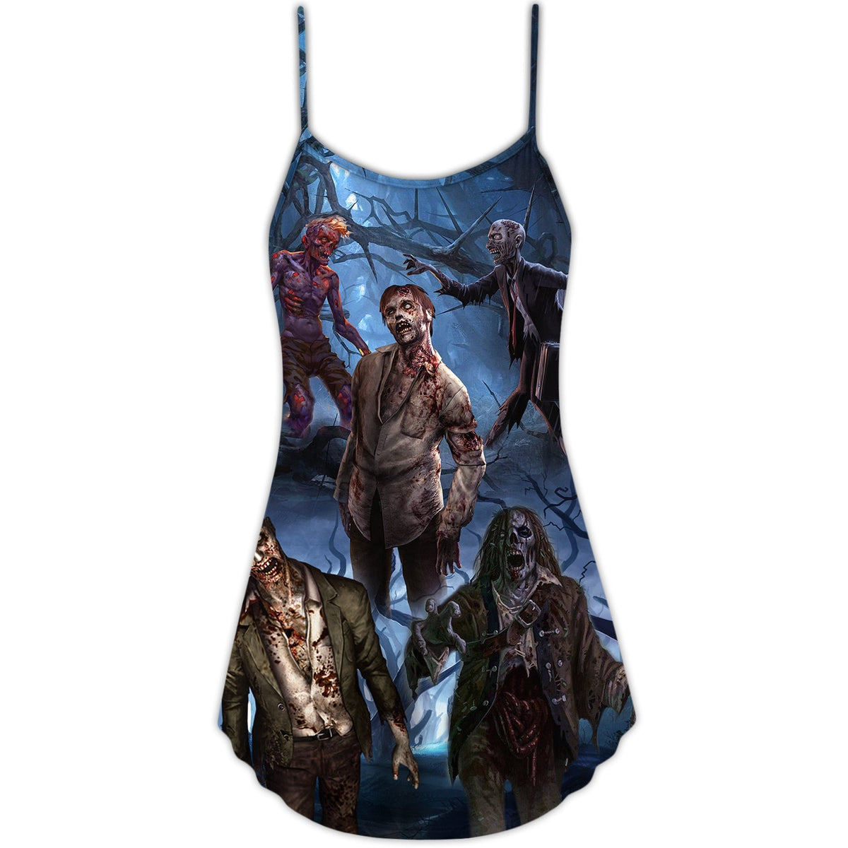 Halloween Dark Zombie Night – Women's Summer Sleeveless V-Neck Camisole Dress