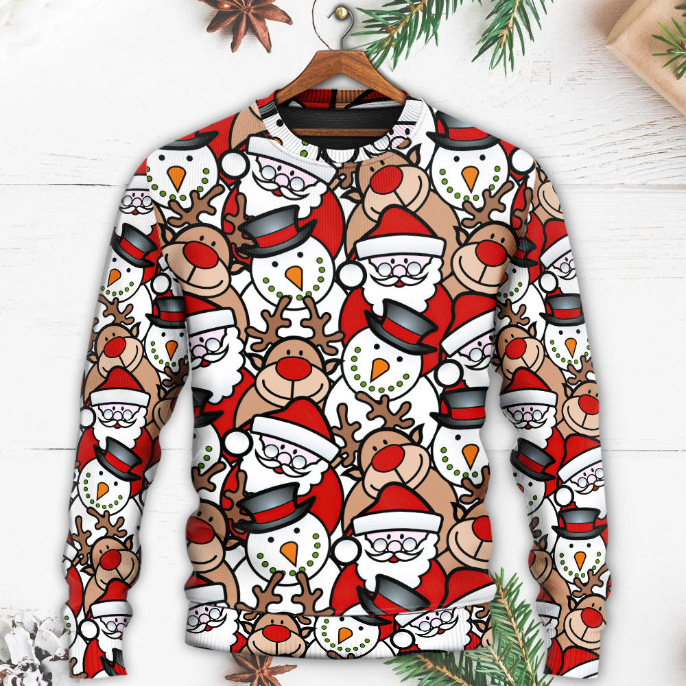 Christmas Cute Santa And Reindeer – Sweater - Ugly Christmas Sweater