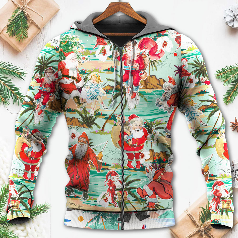 Christmas Santa Vacation Beach Joyful - Hoodie